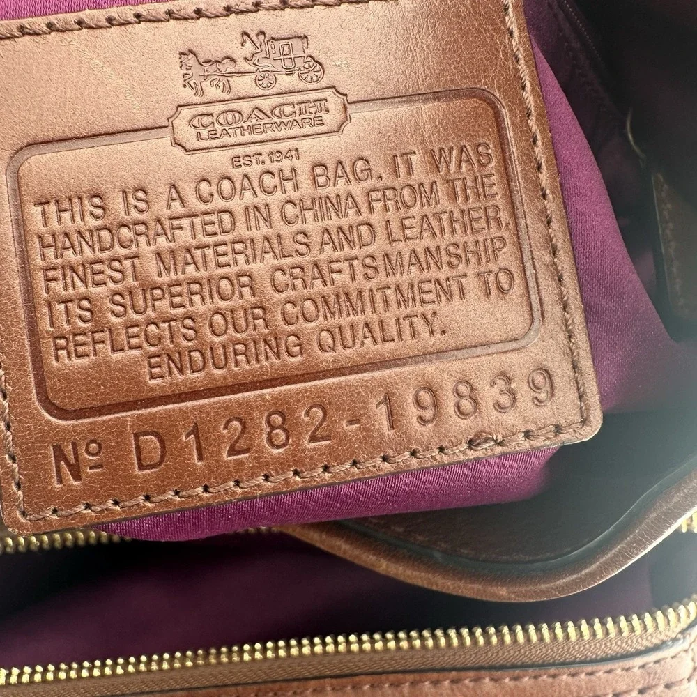 Coach Maggie Madison Criss Cross Brown Leather Shoulder Bag Purse Western Boho - Picture 9 of 10